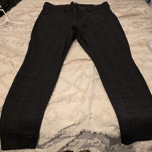LIVERPOOL  Black Plaid Trousers with Subtle Red Windowpane